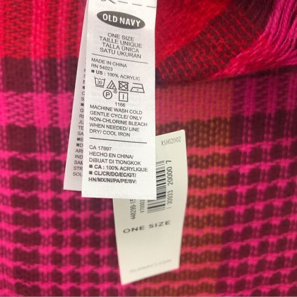 Bundle of Old Navy Pink Plaid Scarf A New Day 100% Wool Hat Matching Set NEW - Picture 14 of 14